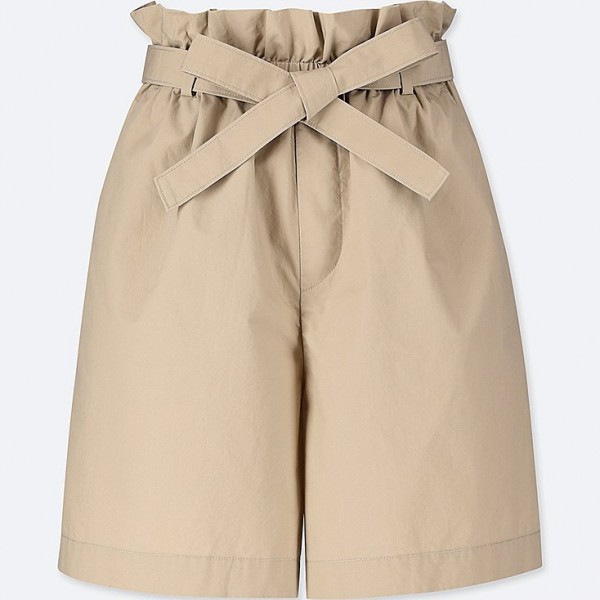 100% cotton belted shorts